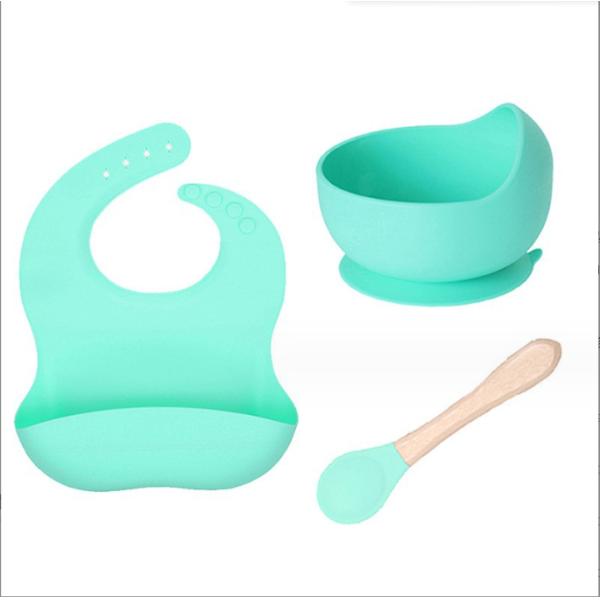 Get Your Silicone Feeding Set Plate Bowl Bib and Spoon for Your Little One's Mealtime