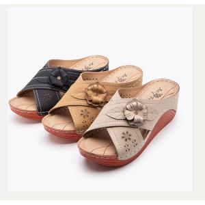 BS092 Summer 2021 New Style Sandals Women'S Retro Wedge Heel Car Stitching
