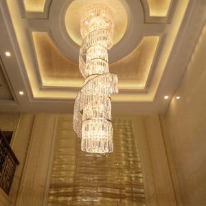 Luxury crystal chandelier duplex building hollow living room lamp large