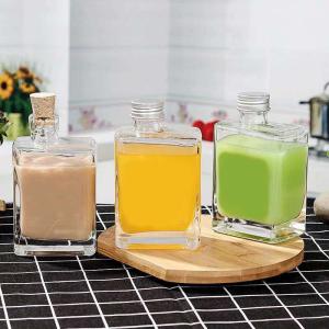 Flat Square Glass Beverage Bottles 280ml With Customized Logo
