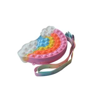 Satchel Zipper Purse Silicone Bubble Toys Floating Rainbow Clouds