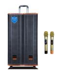Wooden 80W Portable Trolley Speaker Customized 12V / 7Ah Battery With 2 Mic