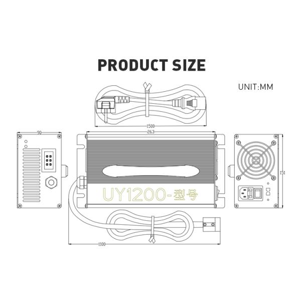1200Watts LFP GEL batteries 12v 50a 110v/220v 12V 48V 1200W battery charger for Golf cart