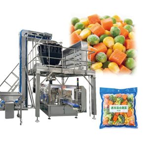 China Food Grade Automatic Doypack Bag Fries Chicken Mix Salad Weighing And Filling Packing Machine Frozen Seafood Packaging Machine on sale
