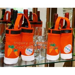 Felt Wine Bag As Clothes, Felt Wine Bag With String, Santa Pants Felt Wine Bag,