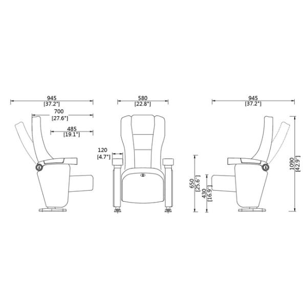 European Style Commercial Cinema Seats , Public Theater Chairs Swing Push Back