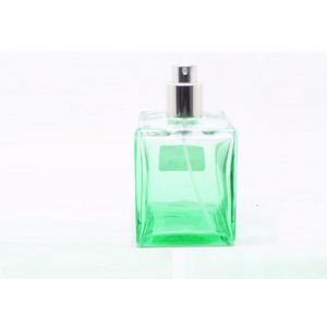 Silver Spray Custom Glass Perfume Bottles , 100ml Glass Perfume Bottle Green Cap