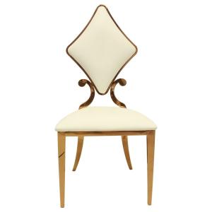 Stackable Stainless Steel Wedding Chair Prismatic Back Upholstered Seats