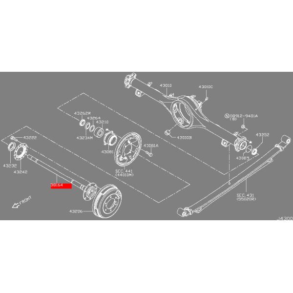 Steel Rear Axle Shaft 38164-VW100 for URVAN NV350 E26 Rexwell Auto Parts' Product