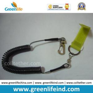 Yellow Spring Coil Steel Lanyard W/Oval Metal Hook