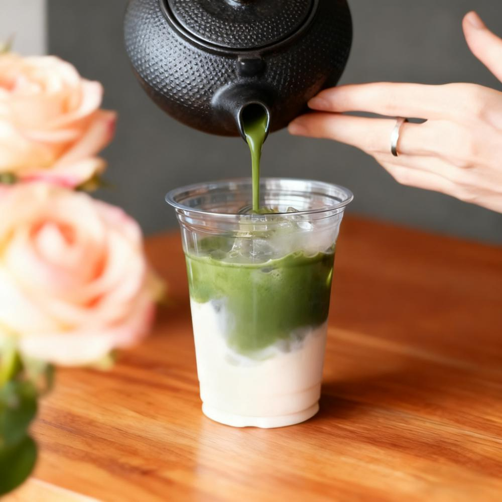 10oz 12oz 14oz 16oz Clear Matcha Latte Ice Coffee Takeaway PET Plastic Cups With Lids