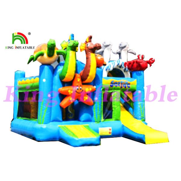 0.55mm PVC Tarpaulin Multiplay Inflatable Jumping Castle With Slide And Sea