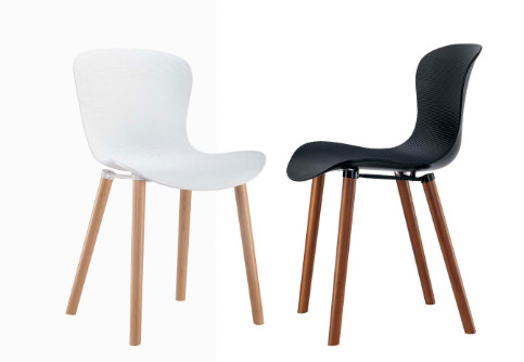Buy modern PP dining chair with wooden leg at wholesale prices