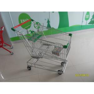 125L Asian Wire Shopping Trolley On Casters With Green Plastic Parts CE TUV