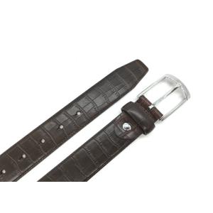 Men’s Matte Croco Embossed Leather Dress Belt 35mm Wide Strap With Shinny Nickel