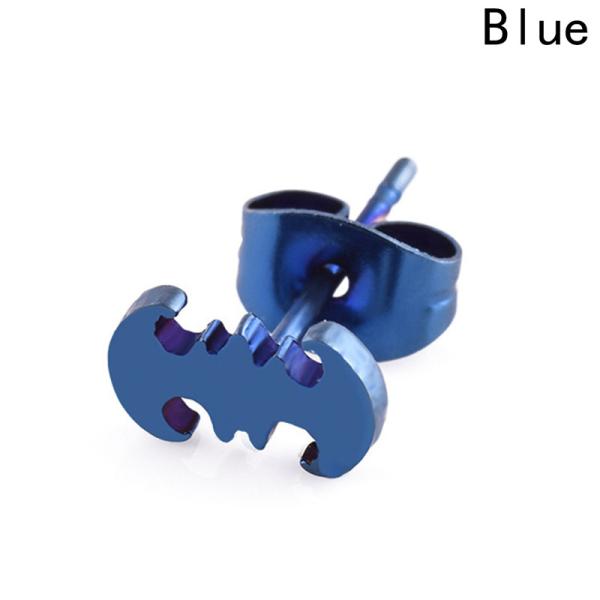 Punk Silver Gold Black Stainless Steel Batman Stud Earrings Cute Brincos Barbell Jewelry For Men Women