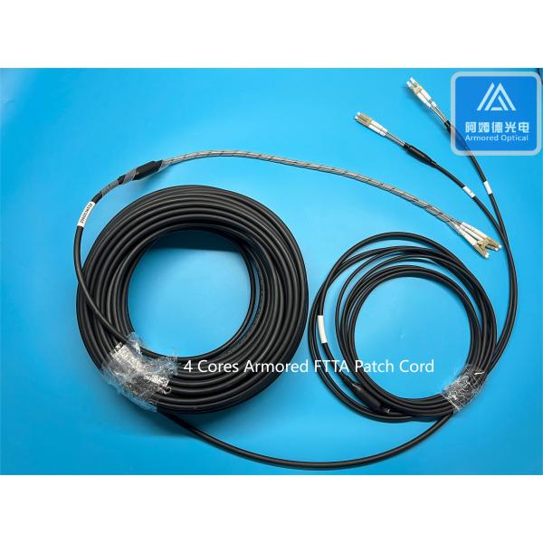 4 Cores SM FTTA Spiral Armored Fiber Cable 7.0mm Black LSZH FTTH CPRI Armored Fiber Cable Anti-Rodent