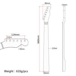 Matte Finish Darker Yellow TL Guitar Neck Maple 22 Frets 26.38 Inches Length