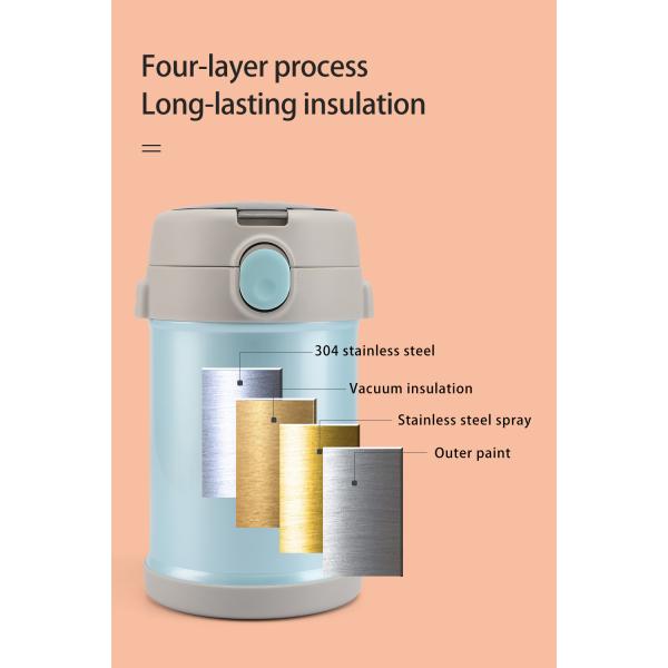 Double-Layer Stainless Steel Vacuum Food Container Jar With Three Independent Compartments