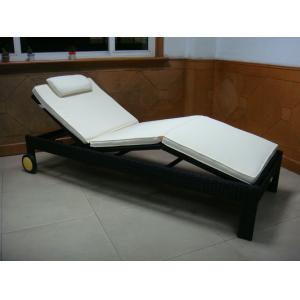 Outdoor Patio Rattan Sun Lounger , Balcony Dark Brown Lounger