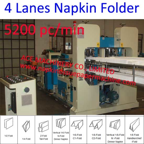 Buy 5200 Pc/Min Four Lines Automatic Napkin Manufacturing Machine 330x330mm Napkin Production Machine at wholesale prices