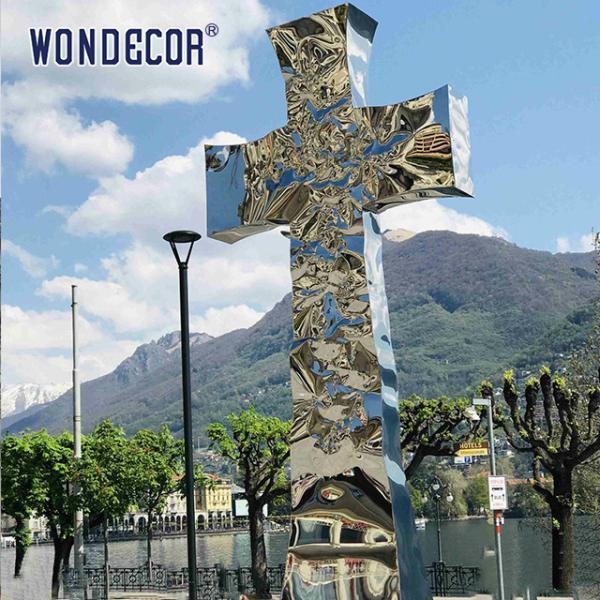 Buy Outdoor Square Large Metal Art Cross Stainless Steel Sculpture at wholesale prices