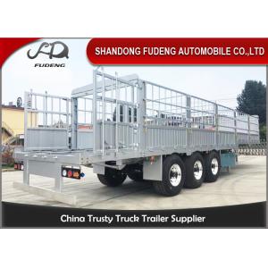 Quality Three Axles Aluminum Livestock Trailers / Stake Bed Trailer With Four Main Beam for sale