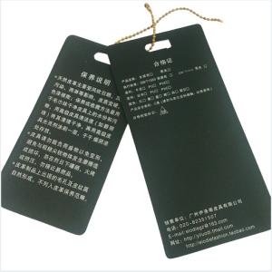 Quality Double Sided Matte Custom Hang Tag Labels With Cord Black Custom Cardstock Tags for sale