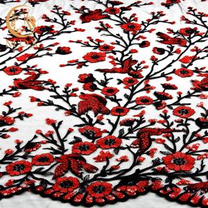 MDX Multicolor Embroidered Mesh Lace Fabric 1 Yard Length