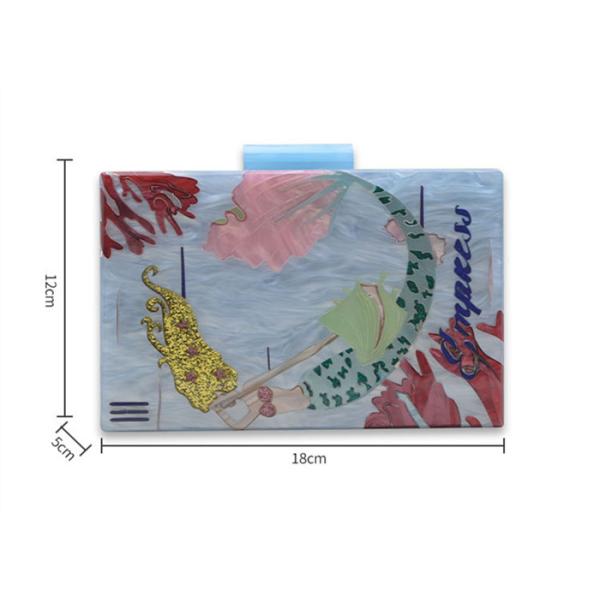 Popular Blue Acrylic Box Purse , Ladies Fashion Acrylic Clutch Purse Handbags