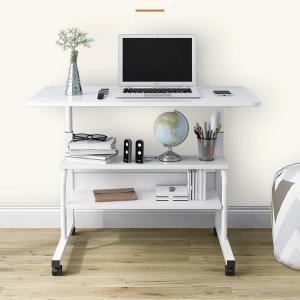 Customized White Wooden Mobile Electric Standing Desk with Drawers 600mm Height