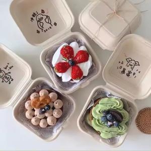 Custom Order Biodegradable Sugarcane Bagasse Clam Shell Burger Containers for
