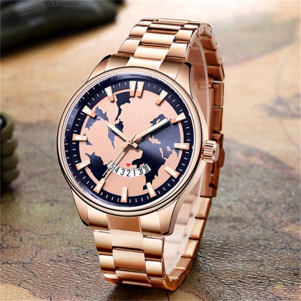 Outdoor Sports Quartz Watch Waterproof with Calendar Steel Band Multi Function