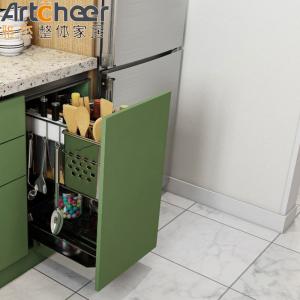 Custom U Shape Kitchen Cabinet Green Color L Shape Base Cabinets Set With Marble