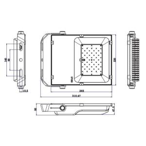 Black Shell Modular LED Flood Light 50W 120lm / W 120 Degree Beam Angle