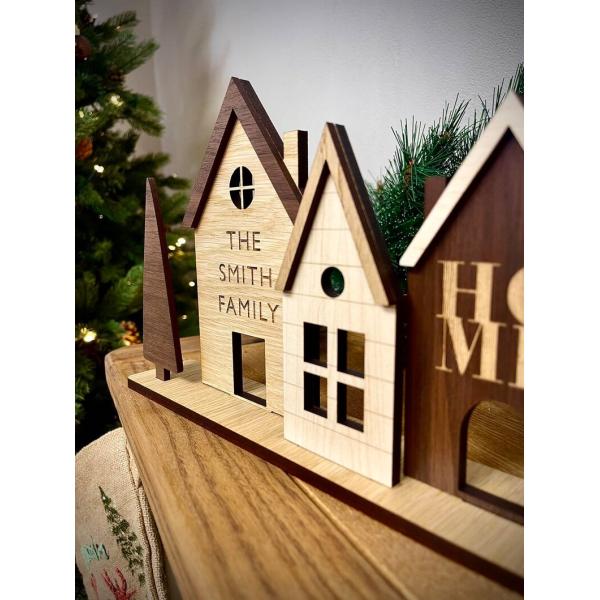 Personalised Houses Wooden Decor Set Modern Style Home