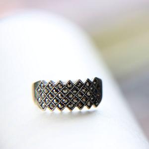 Thai Sterling Silver Band Ring with Marcasite Vintage Old Style Jewelry (R121401