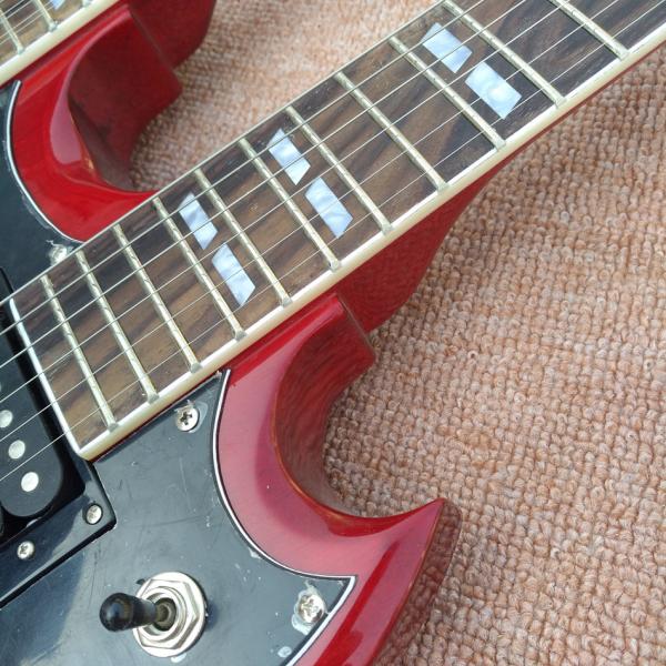 Red EDS1275 Custom Shop double Neck Electric Guitar 6/12 strings Wholesale Musical Instruments