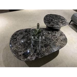 Modern European Style Marble Top Metal Base Coffee Table Set