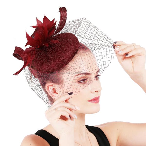 Elegant Sinamay Base and Feather Fascinator Hat for Shipping by DHL UPS FEDEX EMS TNT