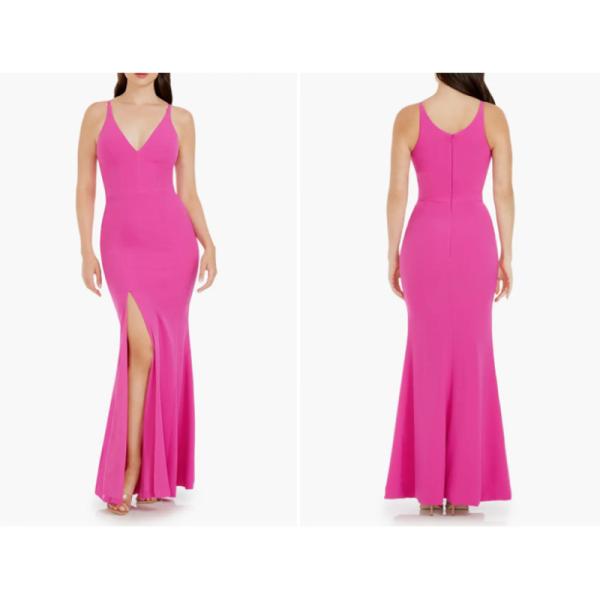 Stunning Sleeveless Royal Blue Satin Long Evening Dress Front Split Slit Spaghetti Straps Deep V-neck Mermaid