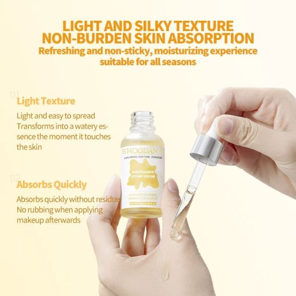 Brightening Vegan Face Serum with Hyaluronic Acid & Vitamin C Niacinamide & Natural Plant Extracts for Dull Skin Whitening Tone