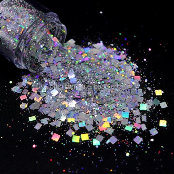 Indoor Ornament Chunky Glitter Powder PET Material Hexagon Shaped Nail Decoration Supplies for Christmas Hexagon Mixed