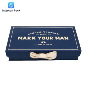 Cardboard Luxury Gift Packaging Boxes Clamshell With Ribbon Closure