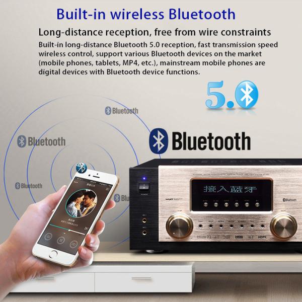 7.2 Channel Bluetooth Stereo Amplifier , Home AV Amplifier 600 Watt With Radio USB