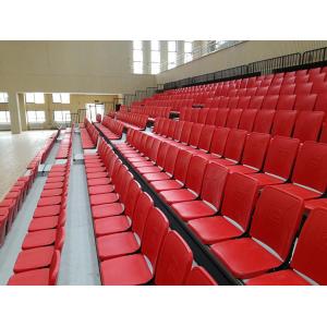 Red Foldable Q235 Steel Retractable Seating System / Telescoping Bleachers