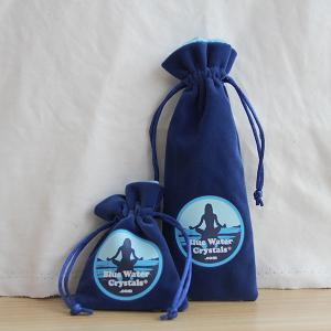 Navy Blue Crystal Stone Hot Stamping Logo Jewelry Velvet Bags