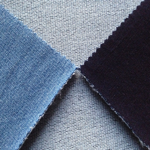 Buy indigo cotton /polyester elastic knit denim fabric at wholesale prices
