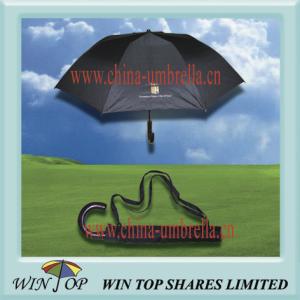 China 2 Fold Black Umbrella with Carrying Bag on sale