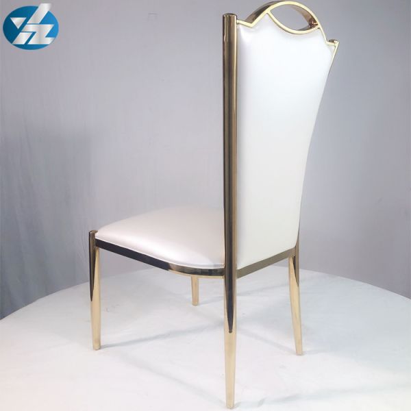 Chrome SS Wedding Banquet Chair Upholstered Gold Dining Room Chair